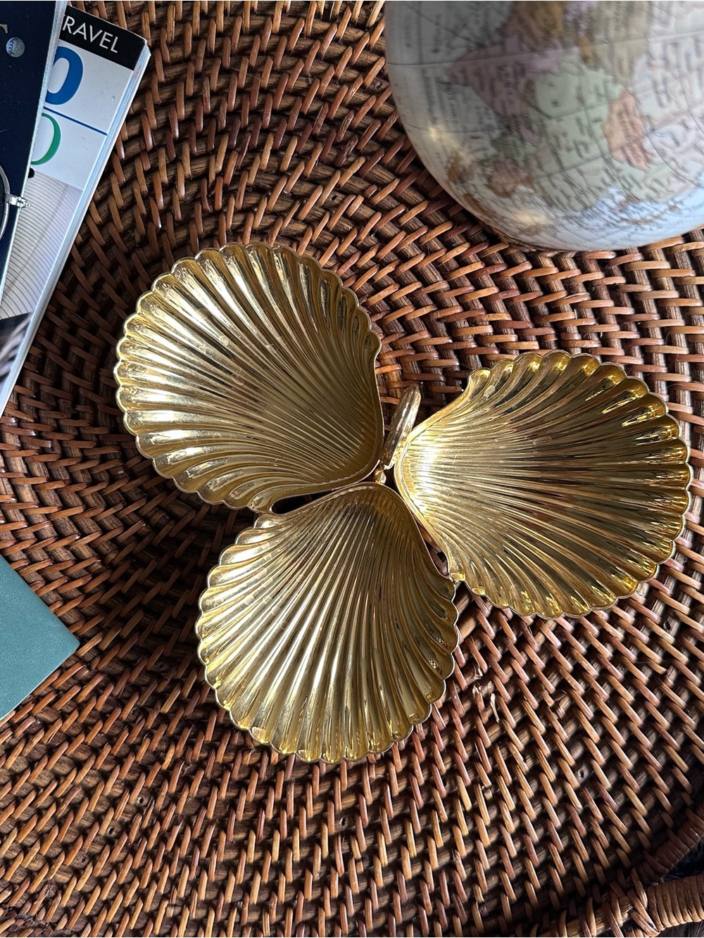Eberle Vintage Gold Shell Trio Silver Plated Brazilian Made Decorative Dish